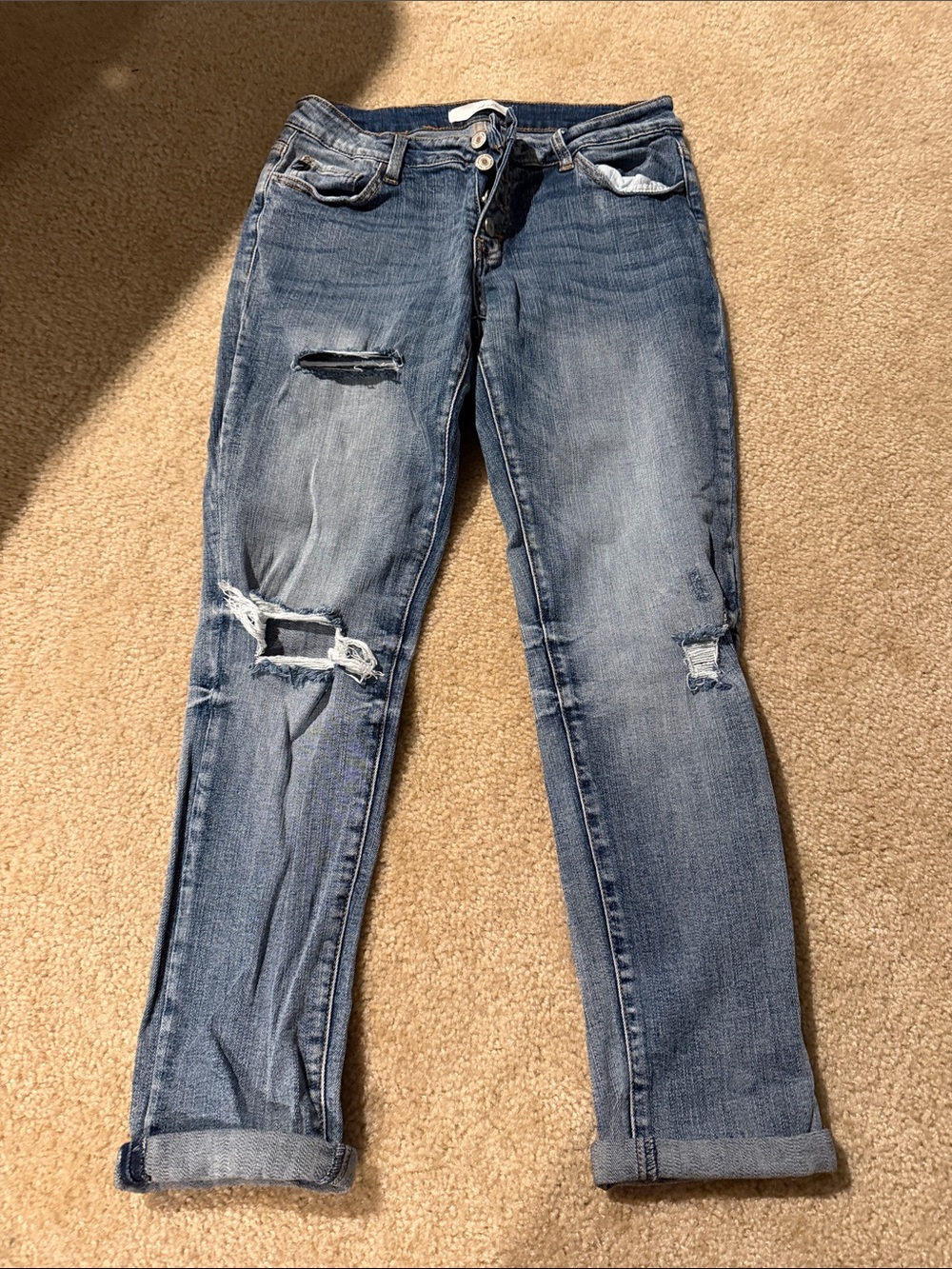 Kancan Blue Distressed Women's Slim ankle Jeans